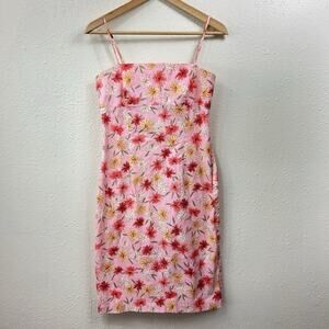 Pink Floral Y2K Spaghetti Strap Dress RUBY Size Large Made in US